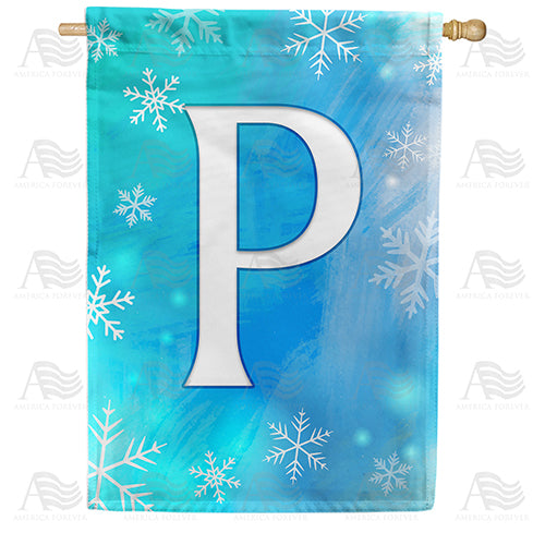 America Forever Snowflakes Monogram House Flag