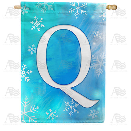 America Forever Snowflakes Monogram House Flag
