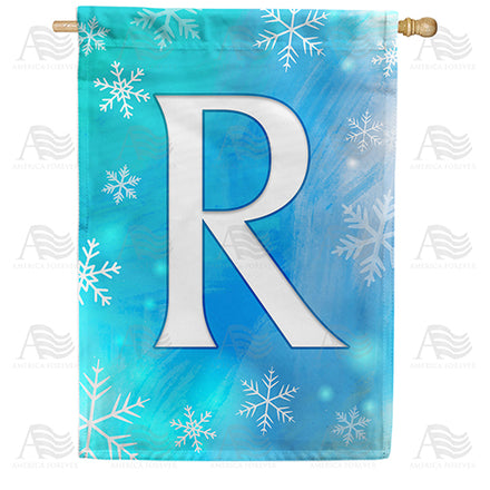 America Forever Snowflakes Monogram House Flag
