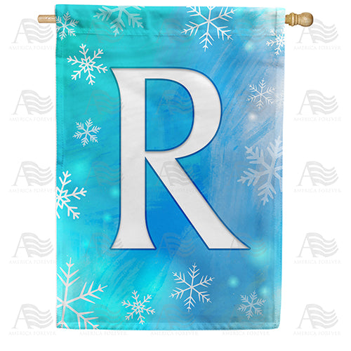 America Forever Snowflakes Monogram House Flag