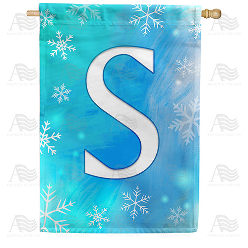 America Forever Snowflakes Monogram House Flag