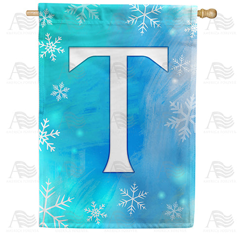 America Forever Snowflakes Monogram House Flag