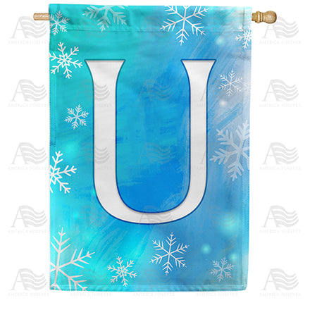 America Forever Snowflakes Monogram House Flag