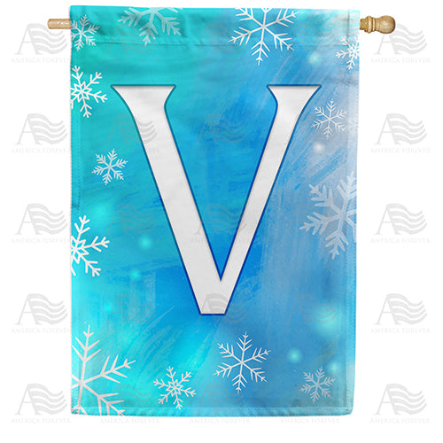 America Forever Snowflakes Monogram House Flag