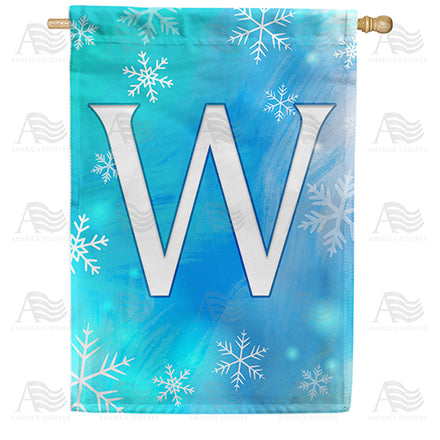America Forever Snowflakes Monogram House Flag
