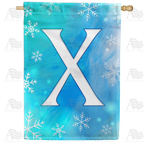 America Forever Snowflakes Monogram House Flag