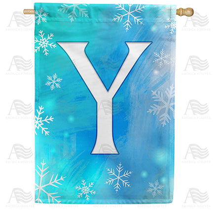 America Forever Snowflakes Monogram House Flag