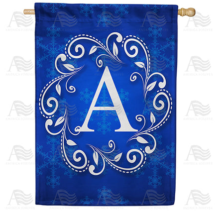 America Forever Royal Blue Winter Monogram House Flag