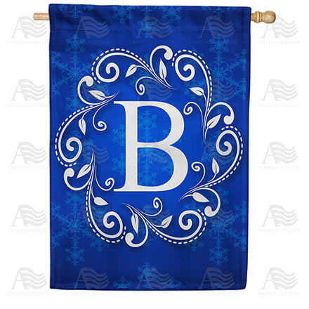 America Forever Royal Blue Winter Monogram House Flag