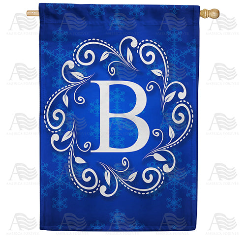America Forever Royal Blue Winter Monogram House Flag