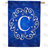 America Forever Royal Blue Winter Monogram House Flag