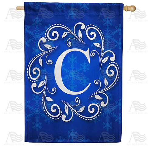 America Forever Royal Blue Winter Monogram House Flag