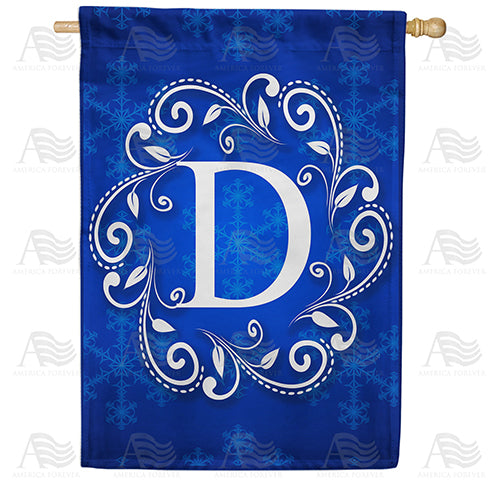 America Forever Royal Blue Winter Monogram House Flag