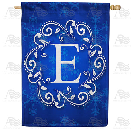 America Forever Royal Blue Winter Monogram House Flag