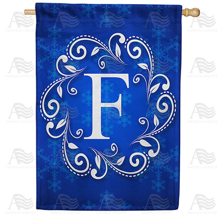 America Forever Royal Blue Winter Monogram House Flag