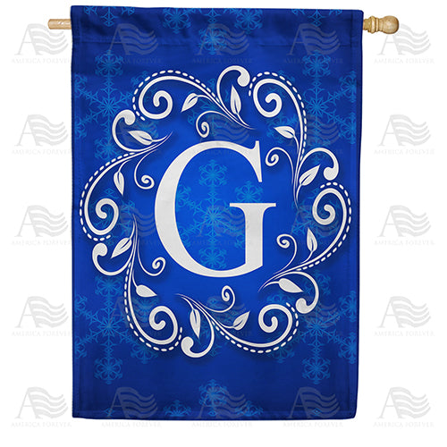 America Forever Royal Blue Winter Monogram House Flag