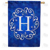 America Forever Royal Blue Winter Monogram House Flag