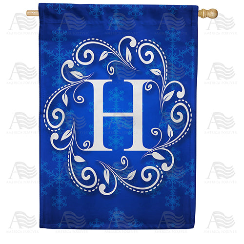 America Forever Royal Blue Winter Monogram House Flag