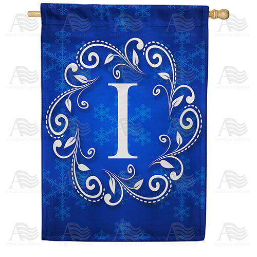 America Forever Royal Blue Winter Monogram House Flag