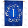 America Forever Royal Blue Winter Monogram House Flag