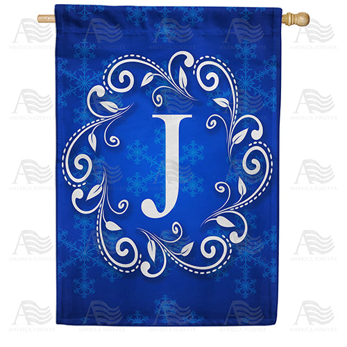 America Forever Royal Blue Winter Monogram House Flag