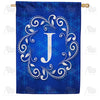 America Forever Royal Blue Winter Monogram House Flag
