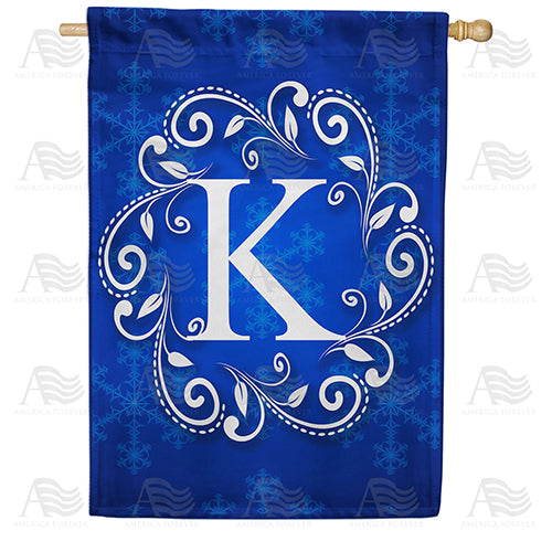 America Forever Royal Blue Winter Monogram House Flag