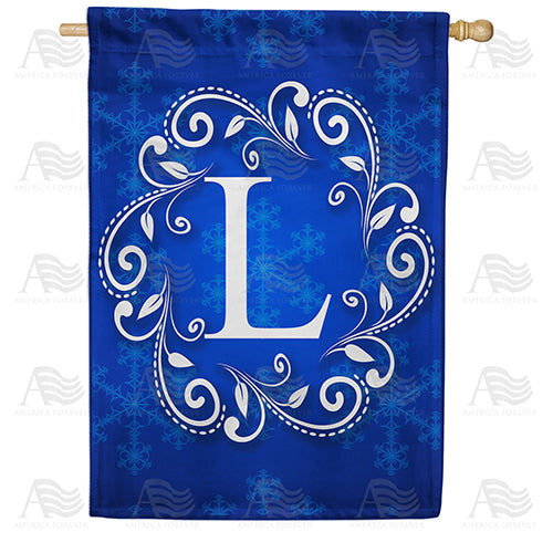 America Forever Royal Blue Winter Monogram House Flag