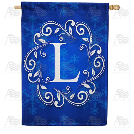 America Forever Royal Blue Winter Monogram House Flag