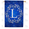 America Forever Royal Blue Winter Monogram House Flag