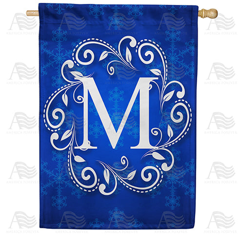 America Forever Royal Blue Winter Monogram House Flag