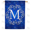 America Forever Royal Blue Winter Monogram House Flag