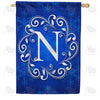 America Forever Royal Blue Winter Monogram House Flag