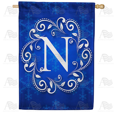 America Forever Royal Blue Winter Monogram House Flag