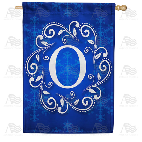 America Forever Royal Blue Winter Monogram House Flag