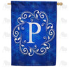 America Forever Royal Blue Winter Monogram House Flag