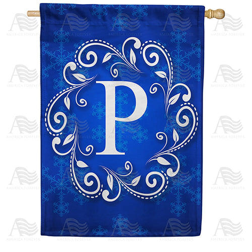 America Forever Royal Blue Winter Monogram House Flag