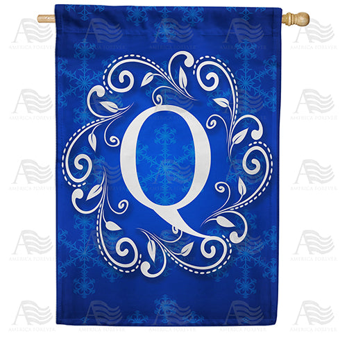 America Forever Royal Blue Winter Monogram House Flag