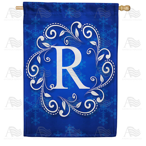 America Forever Royal Blue Winter Monogram House Flag