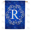 America Forever Royal Blue Winter Monogram House Flag
