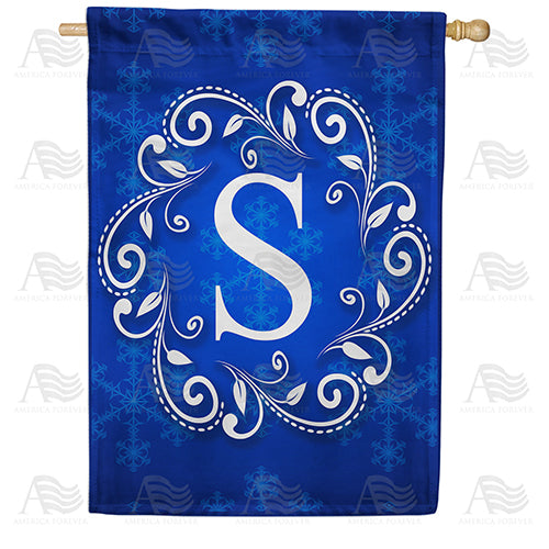 America Forever Royal Blue Winter Monogram House Flag
