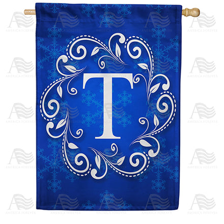 America Forever Royal Blue Winter Monogram House Flag