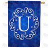 America Forever Royal Blue Winter Monogram House Flag