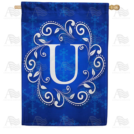 America Forever Royal Blue Winter Monogram House Flag