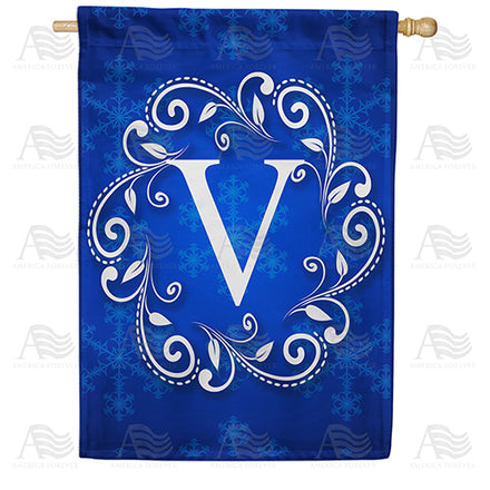 America Forever Royal Blue Winter Monogram House Flag