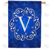 America Forever Royal Blue Winter Monogram House Flag