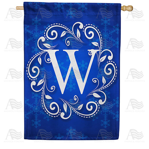 America Forever Royal Blue Winter Monogram House Flag