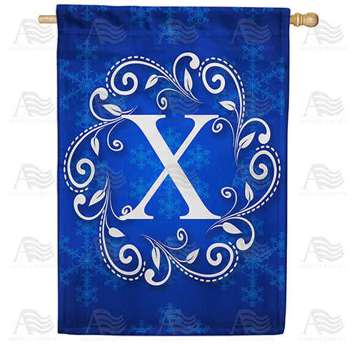 America Forever Royal Blue Winter Monogram House Flag