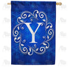 America Forever Royal Blue Winter Monogram House Flag