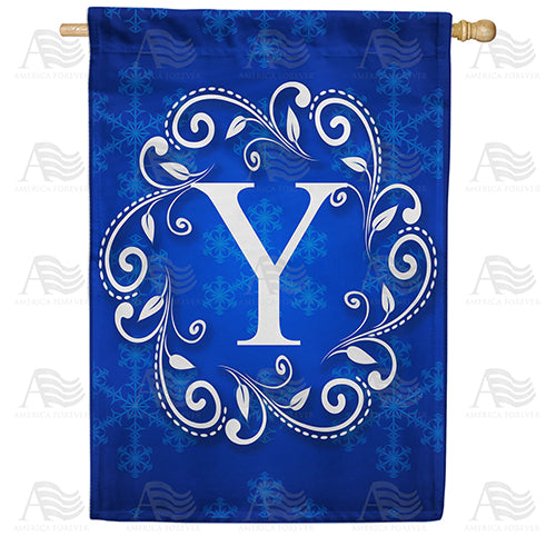 America Forever Royal Blue Winter Monogram House Flag